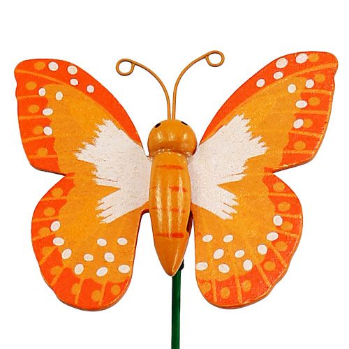 Floristik24 Plug decorativo borboleta laranja 6,5 cm 24 unidades