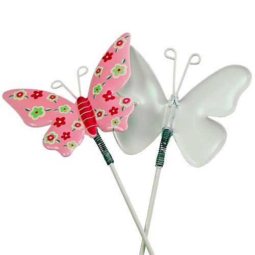 Floristik24 Borboletas com lata de arame colorida 6cmx5cm L24cm