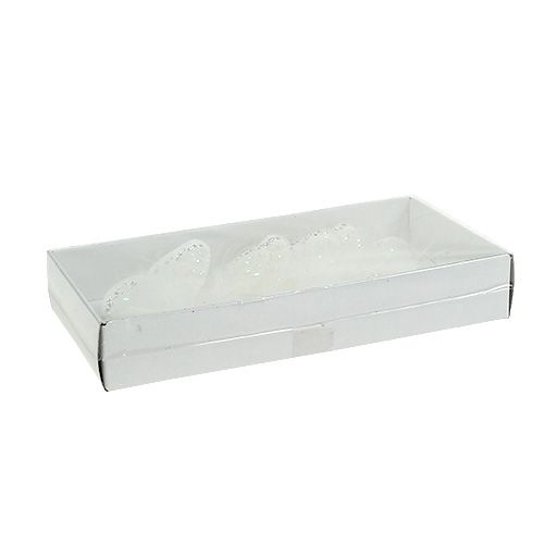 Floristik24 Borboletas brancas de 8 cm com mica 6 unidades