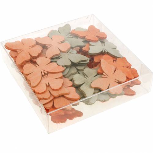 Floristik24 Borboletas para espalhar borboletas decorativas madeira laranja, damasco, marrom 72 peças