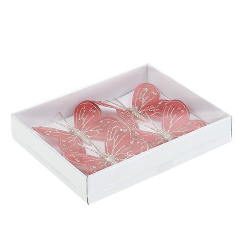 Floristik24 Borboletas 7cm vermelhas, mica 4pcs