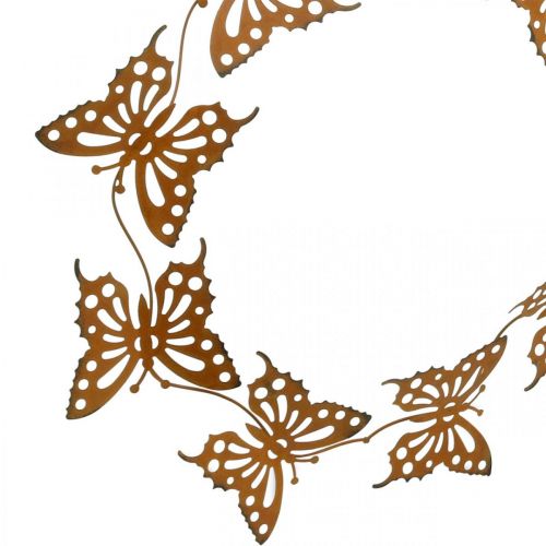 Floristik24 Decoração de borboleta, decoração de primavera para pendurar, anel de grinalda, pátina Ø30cm 2pcs