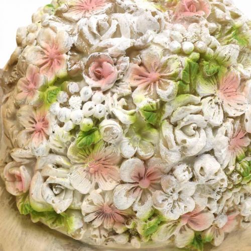 Floristik24 Caracol com decoração de flores, animal de jardim, caracol decorativo, decoração de verão marrom/rosa/verde H13.5cm L19cm