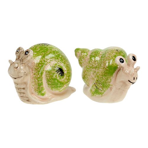 Floristik24 Figura decorativa caracol creme-verde 5cm 6 unidades