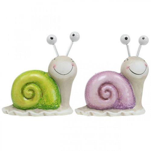 Floristik24 Par de caracóis, figuras decorativas para pousar, cerâmica, verde/roxo 2pcs