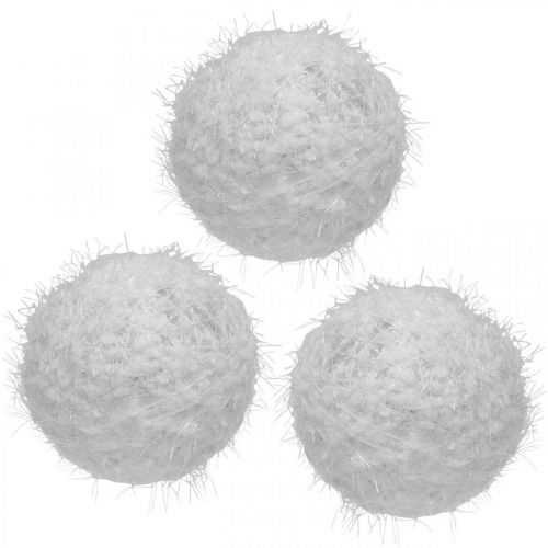 Bola de neve decoração de inverno bola deco lã branca Ø10cm 4 peças