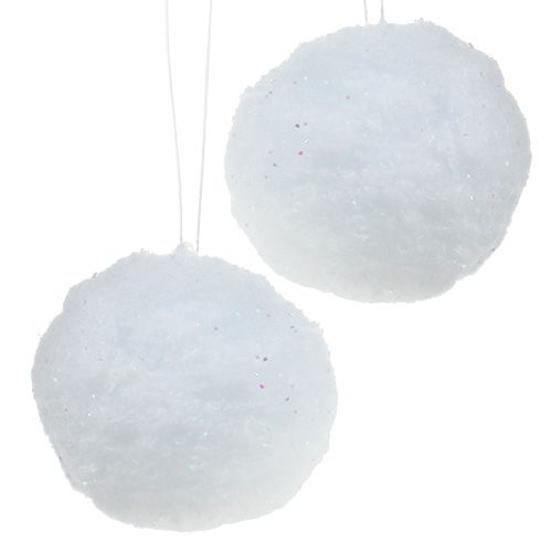Floristik24 Bola de neve para pendurar com mica Ø10cm 4pcs