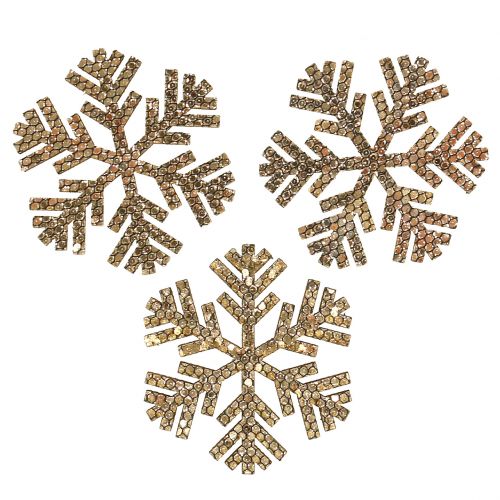 Floristik24 Decoração de Natal de ouro floco de neve Ø4cm 48 unidades