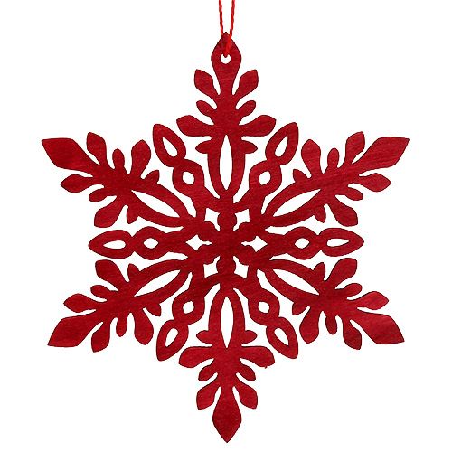 Floristik24 Madeira floco de neve Ø8cm - Ø12cm natureza/vermelho 12p