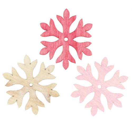 Floristik24 Flocos de neve para espalhar rosa, rosa, natureza Ø4cm 72p
