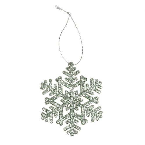 Floristik24 Floco de neve Ø8cm verde menta com glitter 12 unidades