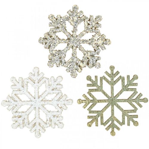 Floristik24 Floco de neve natural, mistura de mica branca Ø4cm 72 un