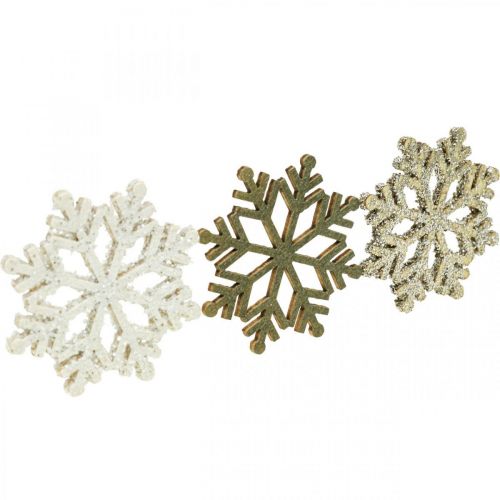 Floristik24 Floco de neve natural, mistura de mica branca Ø4cm 72 un