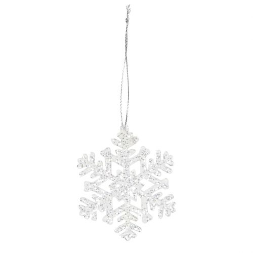 Floristik24 Floco de neve Ø8cm branco com glitter 12pcs