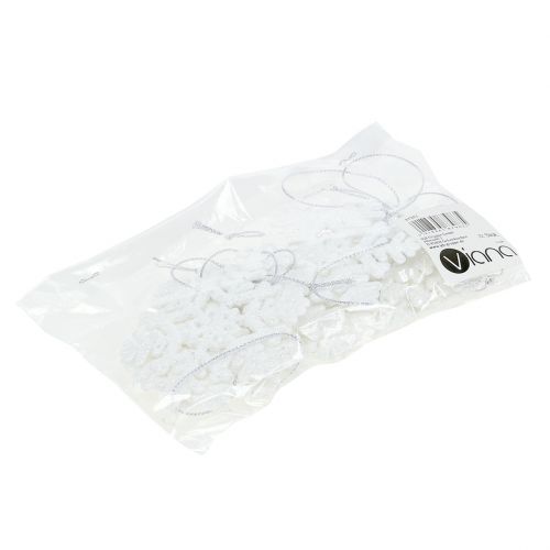 Floristik24 Floco de neve Ø8cm branco com glitter 12pcs