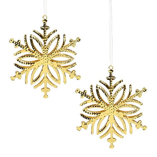 Metal floco de neve ouro 10cm 4uds