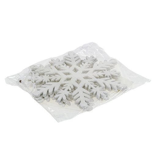 Floristik24 Floco de neve branco com mica 20cm 4pcs