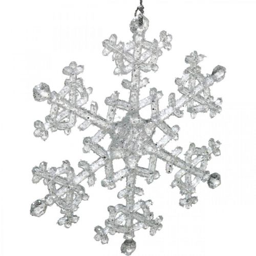 Itens Floco de neve decorativo, decoração de inverno, cristal de gelo para pendurar, Natal H10cm W9.5cm plástico 12 unidades