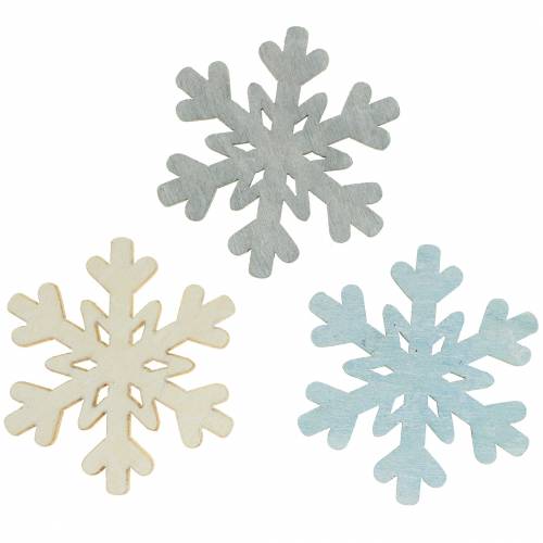 Floristik24 Dispersão decoração floco de neve azul/cinza/branco 4cm 72p