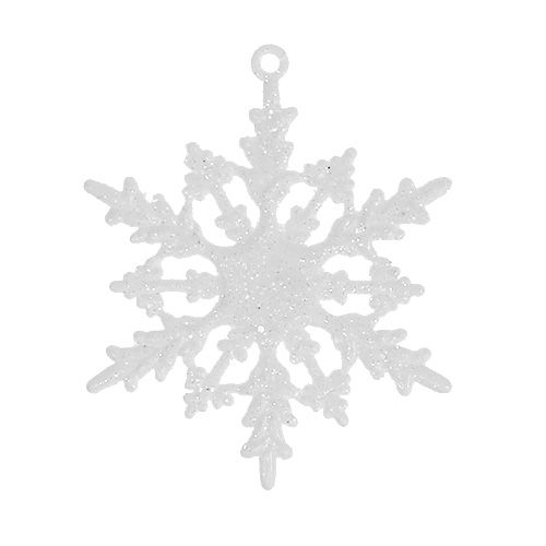 Floristik24 Floco de neve para pendurar 7cm branco com purpurina 36uds