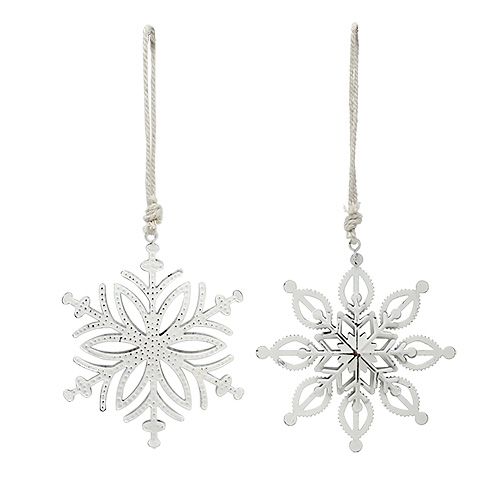 Floristik24 Metal floco de neve branco 10,5-11 cm 4 peças