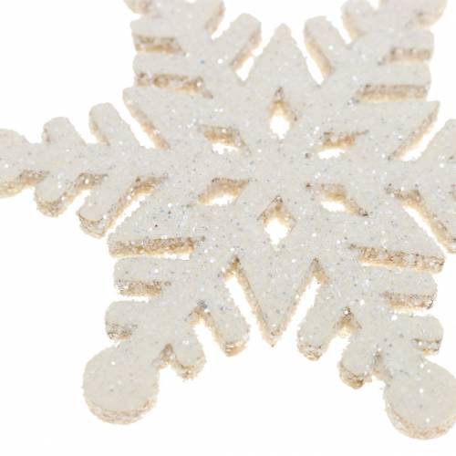 Floristik24 Decoração dispersa floco de neve glitter branco 5cm 48 unidades