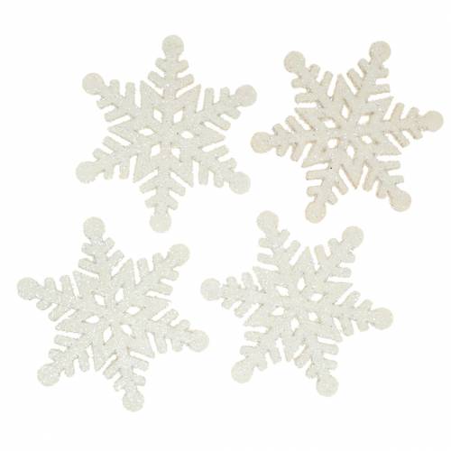 Floristik24 Dispersão decoração floco de neve glitter branco 5cm 48p