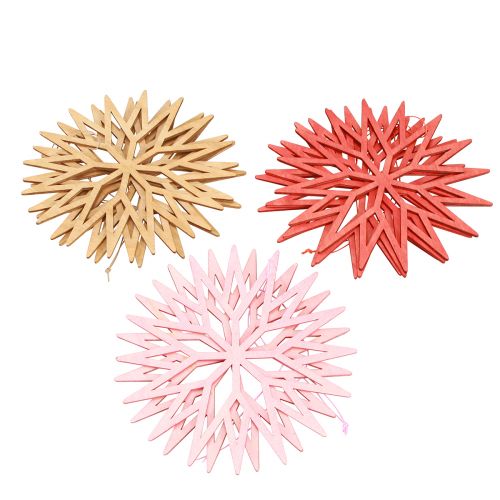 Itens Decoração de floco de neve decorações para árvores de madeira laranja 15 cm 8 unidades
