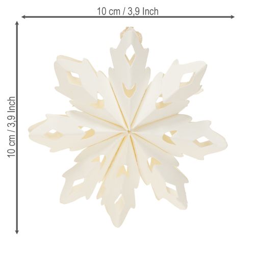 Itens Decorações de papel em formato de floco de neve para pendurar, brancas, 10 cm, 4 peças.