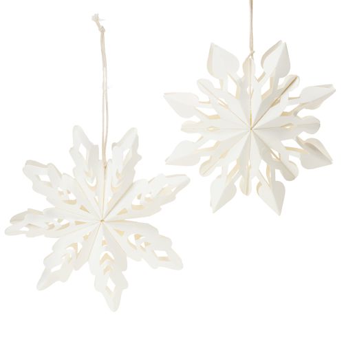 Floristik24 Decorações de Natal em forma de floco de neve, feitas de papel, brancas, 15 cm, 4 peças.