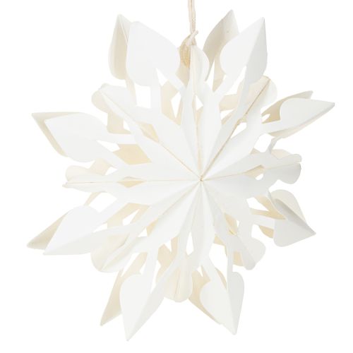 Itens Decorações de Natal em forma de floco de neve, feitas de papel, brancas, 15 cm, 4 peças.