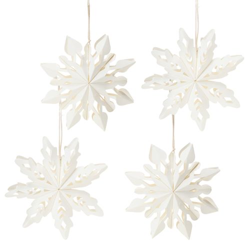Itens Decorações de Natal em forma de floco de neve, feitas de papel, brancas, 15 cm, 4 peças.