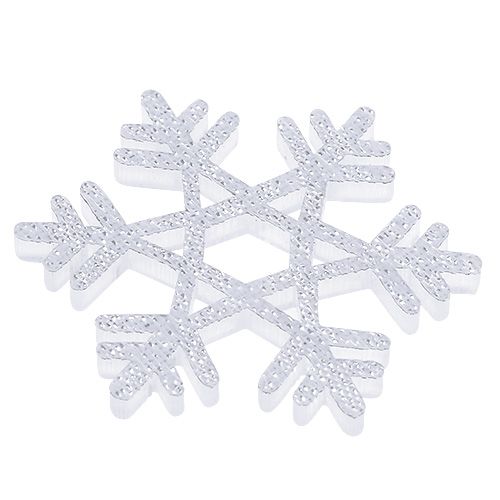 Floristik24 Flocos de neve Ø 3,5 cm com mica 12 unidades