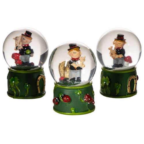 Globo de neve da sorte com figura de limpador de chaminés, 4 cm, 3 peças