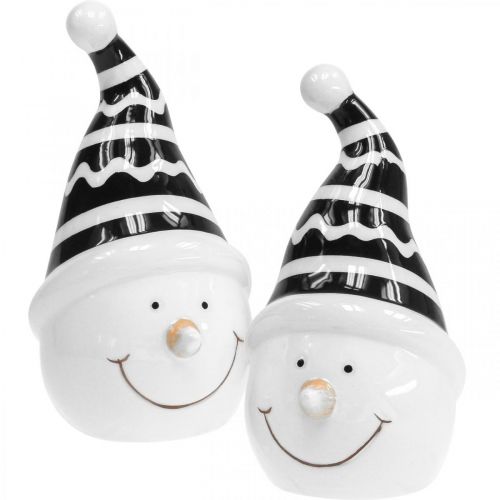 Itens Boneco de neve deco cerâmica preto branco 12,5 cm 3 peças