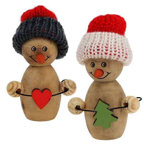 Floristik24 Boneco de neve de madeira 8cm - 9cm 6pcs