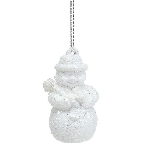 Itens Boneco de neve branco com mica como cabide 4,5 cm 12 unidades