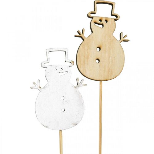 Floristik24 Flor plug decoração de natal boneco de neve madeira 7cm 12uds