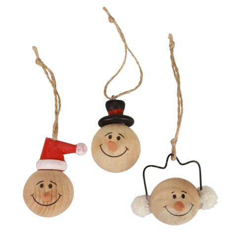 Itens Cabide de decoração de madeira para boneco de neve Natal Natural 5cm 12 unidades