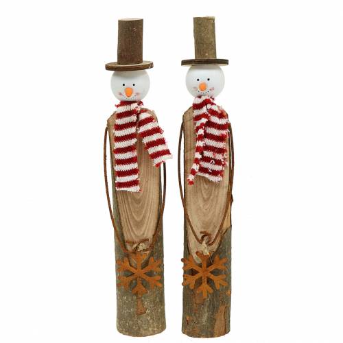 Floristik24 Madeira do boneco de neve com pátina 30cm 2pçs