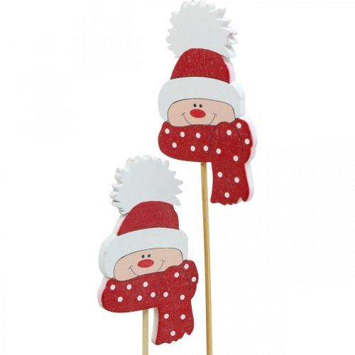 Floristik24 Plug flor inverno criança, rosto com chapéu e lenço, decoração Advento 8×4,3cm 18 peças