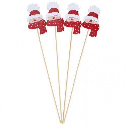 Floristik24 Plug flor inverno criança, rosto com chapéu e lenço, decoração Advento 8×4,3cm 18 peças