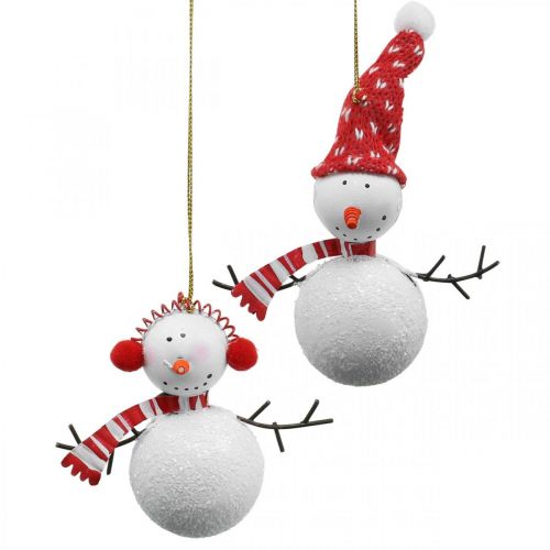 Boneco de neve de decorações para árvores de Natal para pendurar metal 8,5 / 13 cm 4 unidades