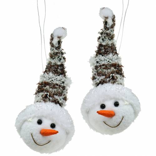 Cabeça de boneco de neve de cabide de decoração 9 cm x 6 cm 6 unidades