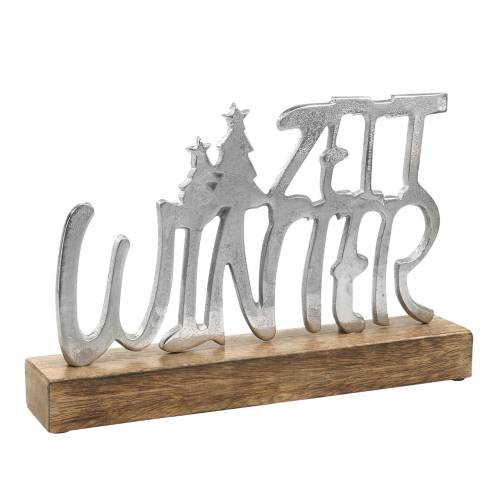 Decoração de mesa &quot;inverno&quot;, metal, madeira de manga, prata 33 × 22cm