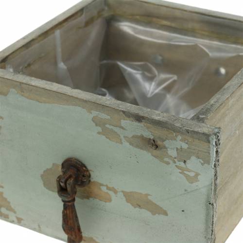 Floristik24 Plantador de gaveta de madeira cinza antigo 16 cm x 14 cm