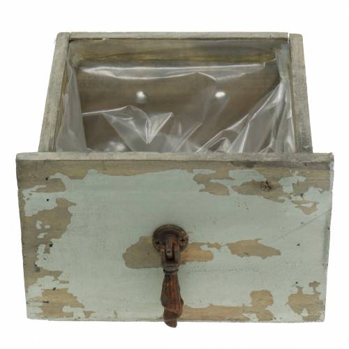 Floristik24 Plantador de gaveta de madeira cinza antigo 16 cm x 14 cm