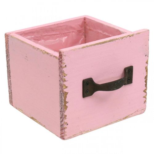 Floristik24 Gaveta decorativa para plantar madeira rosa shabby chic 12,5×12,5×10cm