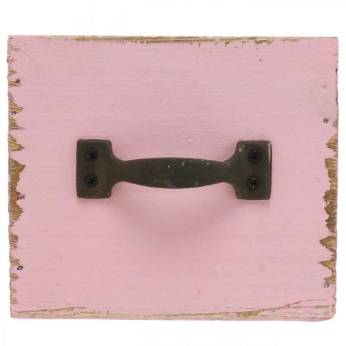 Floristik24 Gaveta decorativa para plantar madeira rosa shabby chic 12,5×12,5×10cm