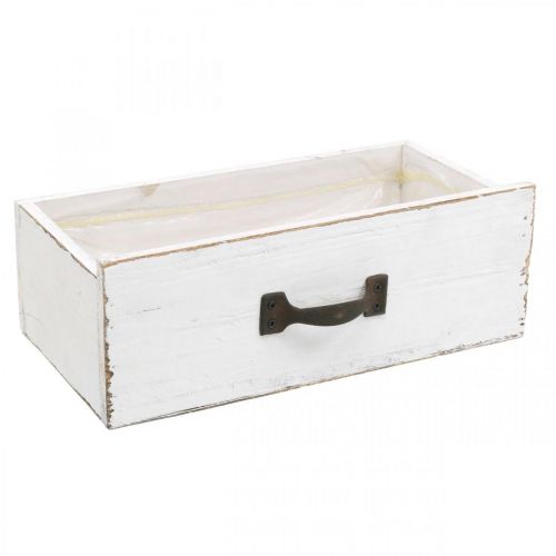 Floristik24 Gaveta decorativa caixa de planta branca madeira look vintage 25×13×8cm